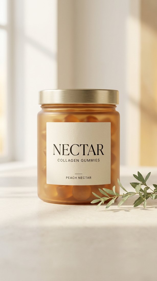 Nectar Collagen Gummies jar in soft morning light